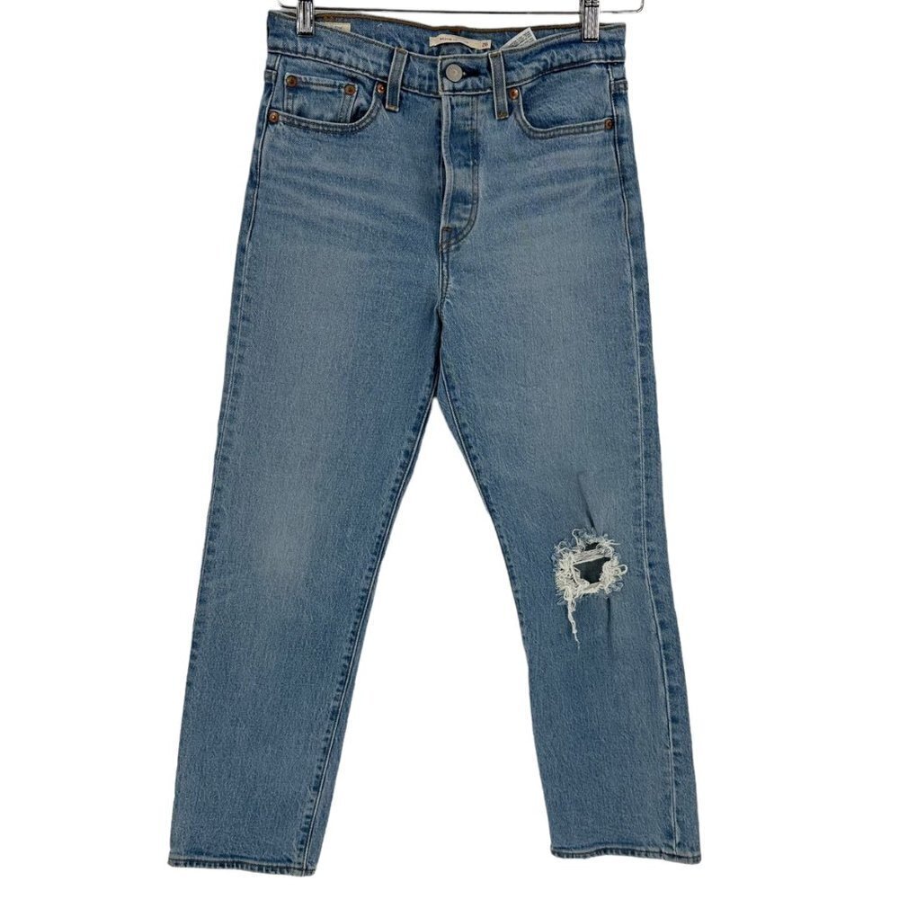 Levi's Wedgie‎ Straight Light Wash Distressed Denim Jeans Women's Size 26…